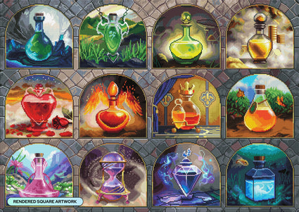 Diamond Painting Magical Potions 39" x 27.6" (99cm x 70cm) / Square with 91 Colors including 4 ABs and 4 Fairy Dust Diamonds / 111,557