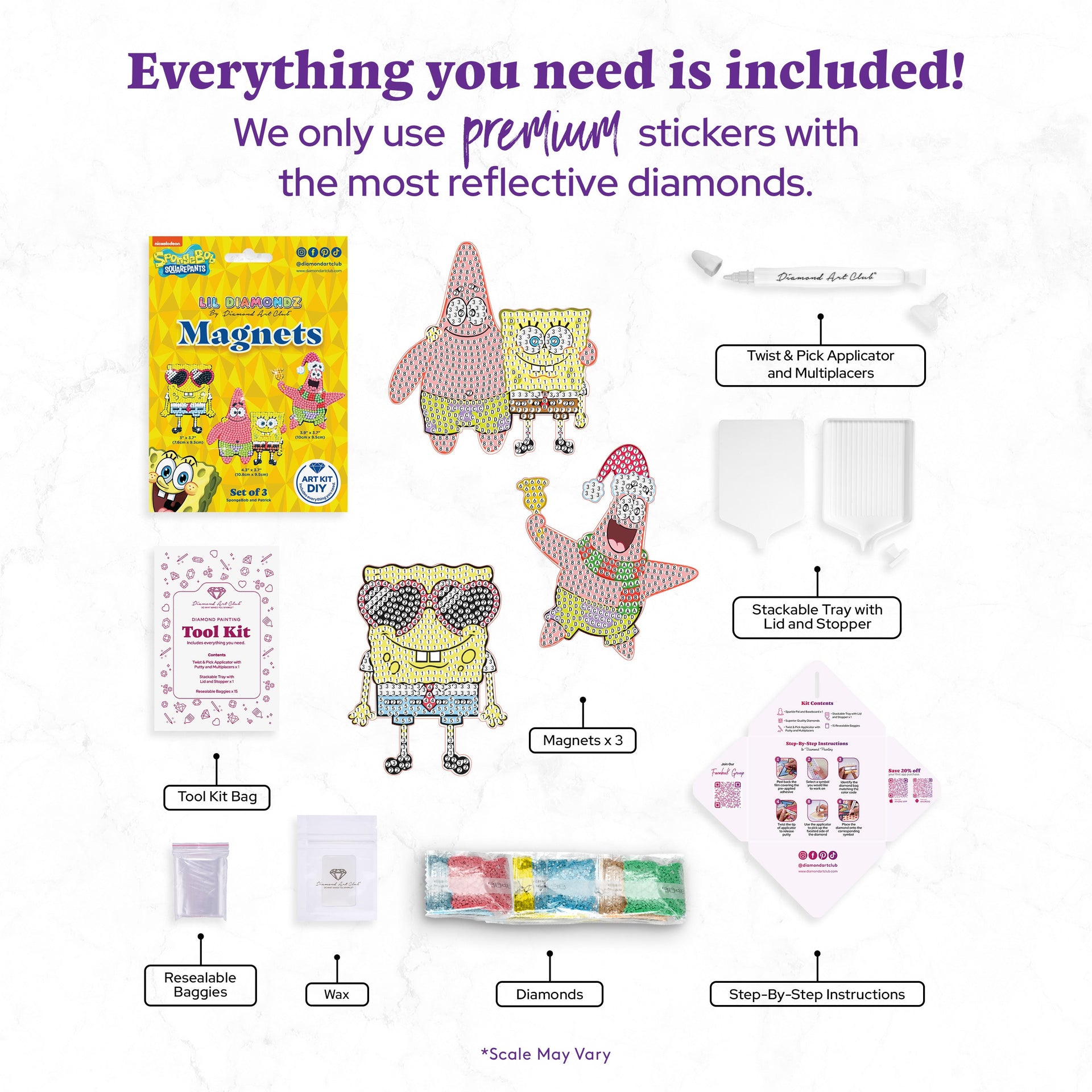 Diamond Painting Magnets - SpongeBob SquarePants™ (Set of 3)