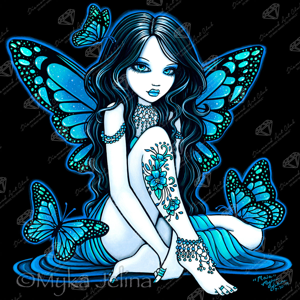 Diamond Painting Maia 22" x 22" (55.6cm x 55.6cm) / Round with 23 Colors including 1 Iridescent Diamond and 2 Fairy Dust Diamonds / 40,804