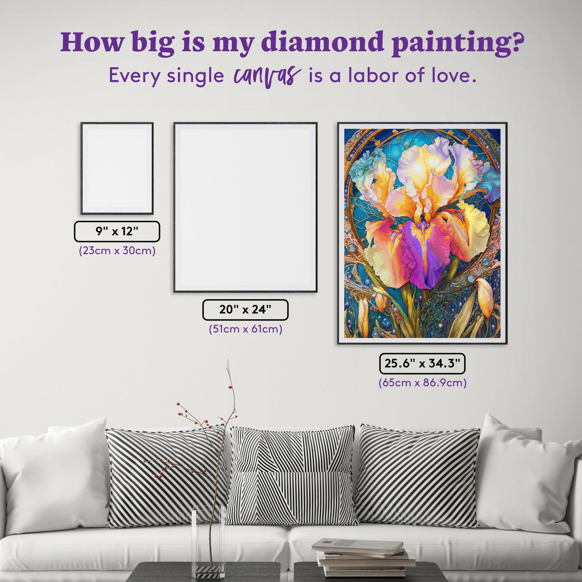 Diamond Painting Majestic Iris 25.6" x 34.3" (65cm x 86.9cm) / Square With 89 Colors Including 3 ABs and 4 Fairy Dust Diamonds / 91,089