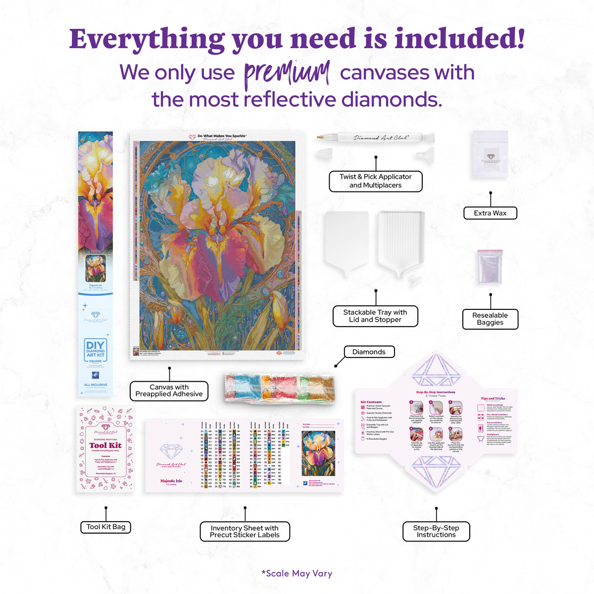 Diamond Painting Majestic Iris 25.6" x 34.3" (65cm x 86.9cm) / Square With 89 Colors Including 3 ABs and 4 Fairy Dust Diamonds / 91,089