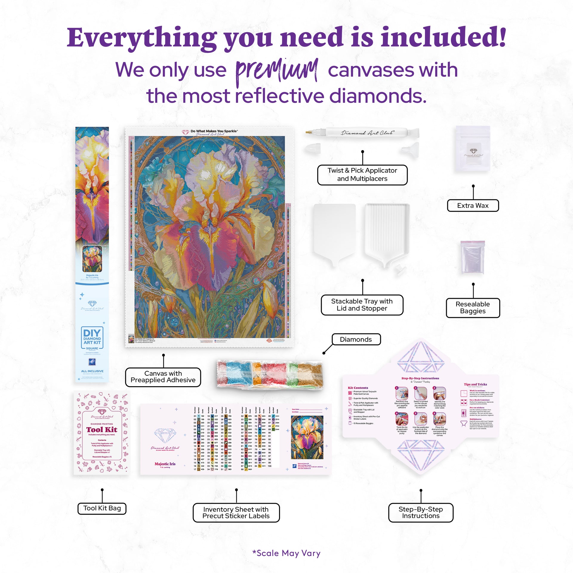 Diamond Painting Majestic Iris 25.6" x 34.3" (65cm x 86.9cm) / Square With 89 Colors Including 3 ABs and 4 Fairy Dust Diamonds / 91,089