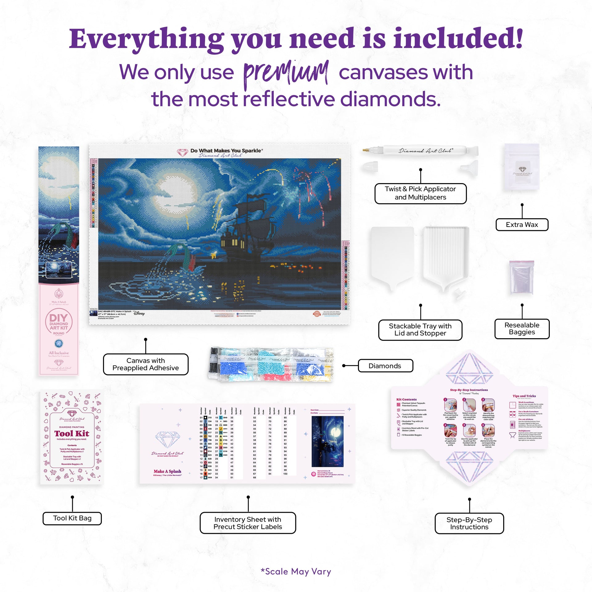 Diamond Painting Make A Splash 27" x 17" (68.8cm x 42.7cm) / Round with 28 Colors including 2 ABs and 1 Frosted Diamond and 5 Fairy Dust Diamonds / 38,750