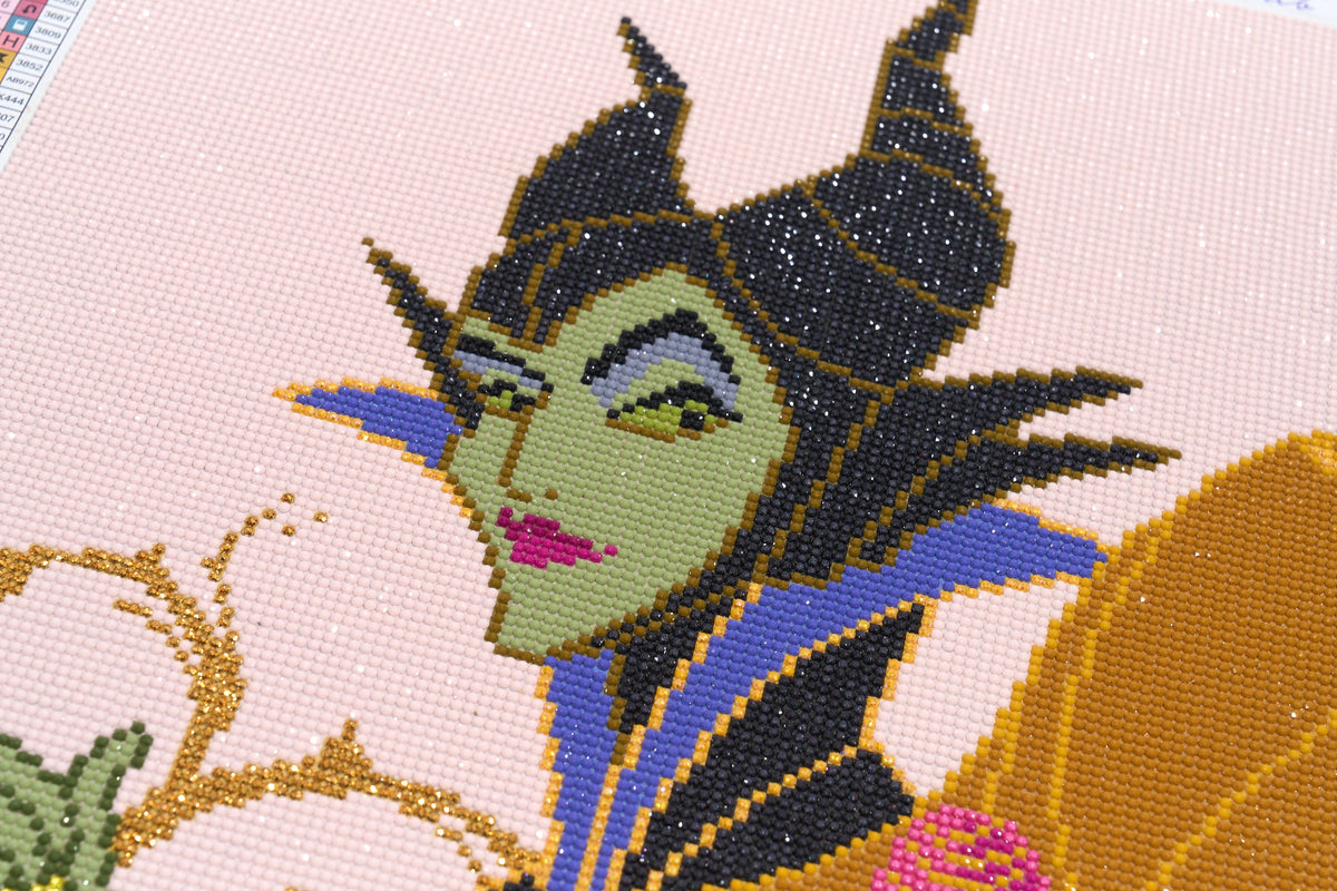 Diamond Painting Maleficent and Aurora 20" x 27" (50.6cm x 68.8cm) / Round with 24 Colors including 1 AB and 1 Electro Diamond and 1 Iridescent Diamond and 2 Fairy Dust Diamonds / 46,000