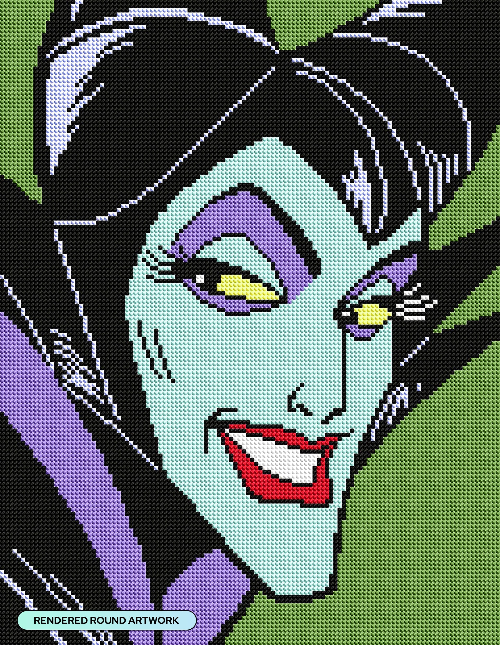 Diamond Painting Maleficent 13" x 17" (33cm x 42.7cm) / Round with 8 Colors including 2 Fairy Dust Diamonds / 18,600
