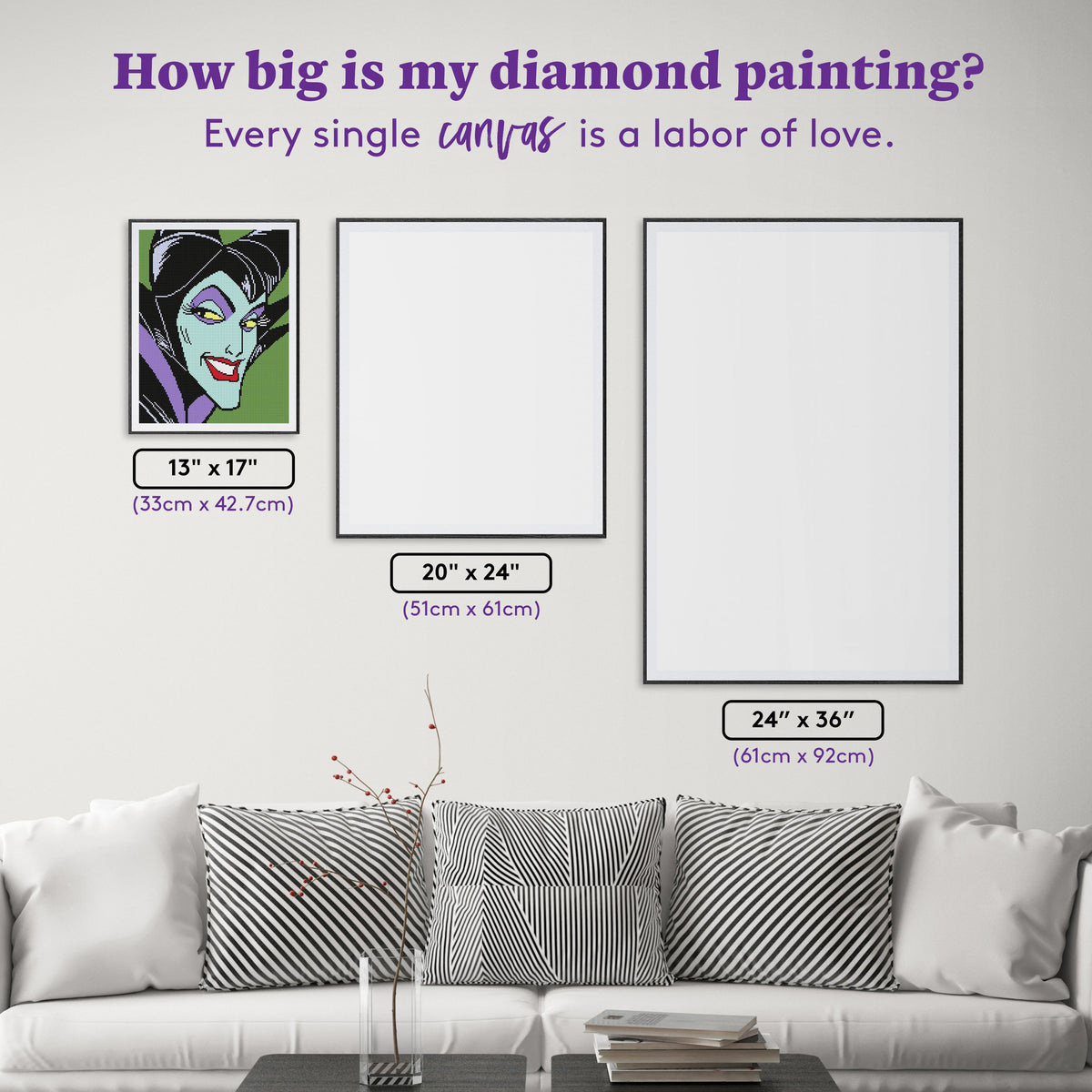 Diamond Painting Maleficent 13" x 17" (33cm x 42.7cm) / Round with 8 Colors including 2 Fairy Dust Diamonds / 18,600