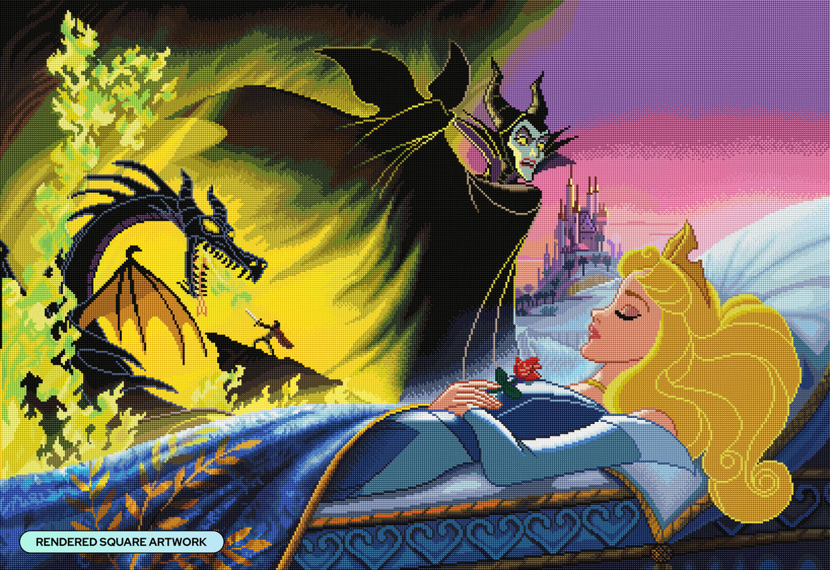 Diamond Painting Maleficent's Curse 40.2" x 27.6" (101.8cm x 69.9cm) / Square with 91 Colors including 2 ABs and 1 Iridescent Diamond and 5 Fairy Dust Diamonds / 114,929