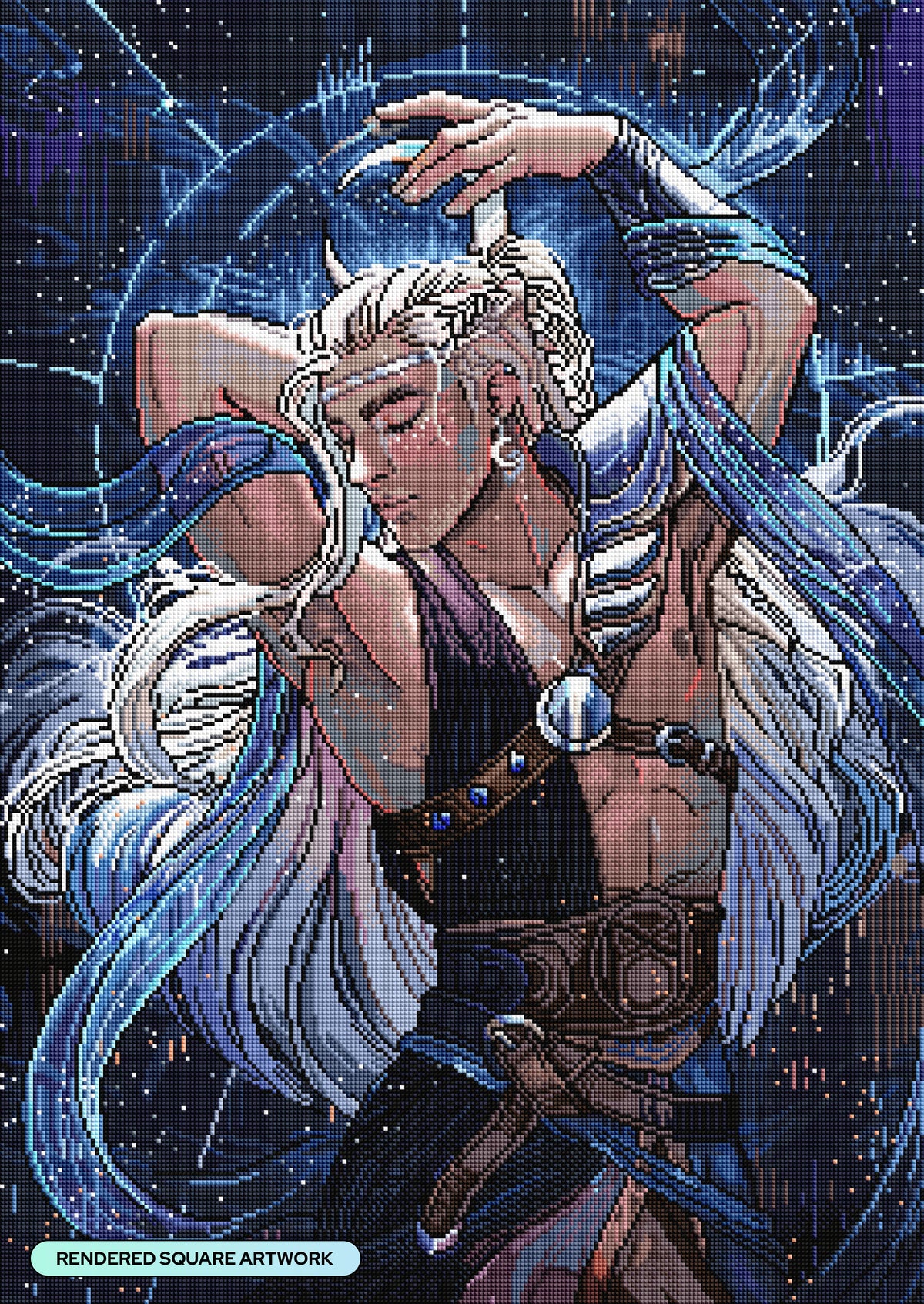 Diamond Painting Máni, God of the Moon 22" x 31" (55.8cm x 78.7cm) / Square with 55 Colors including 1 AB and 1 Frosted Diamond and 3 Fairy Dust Diamonds / 70,784