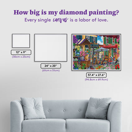 Diamond Painting Market Corner 37.4" x 27.6" (94.8cm x 69.9cm) / Square with 93 Colors including 3 ABs and 3 Fairy Dust Diamonds / 107,061