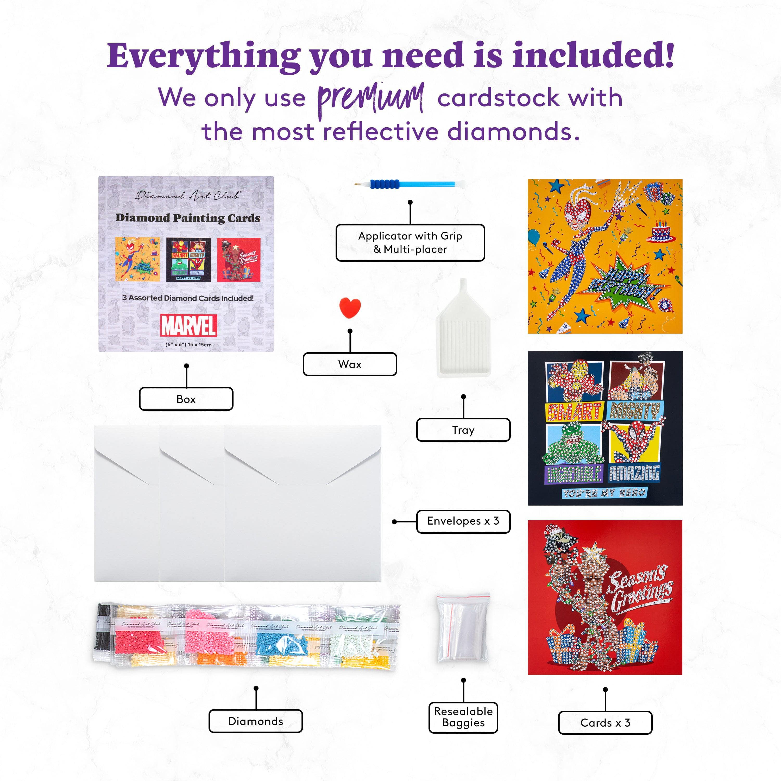 Marvel™ DIY Cards (3-Pack) – Diamond Art Club