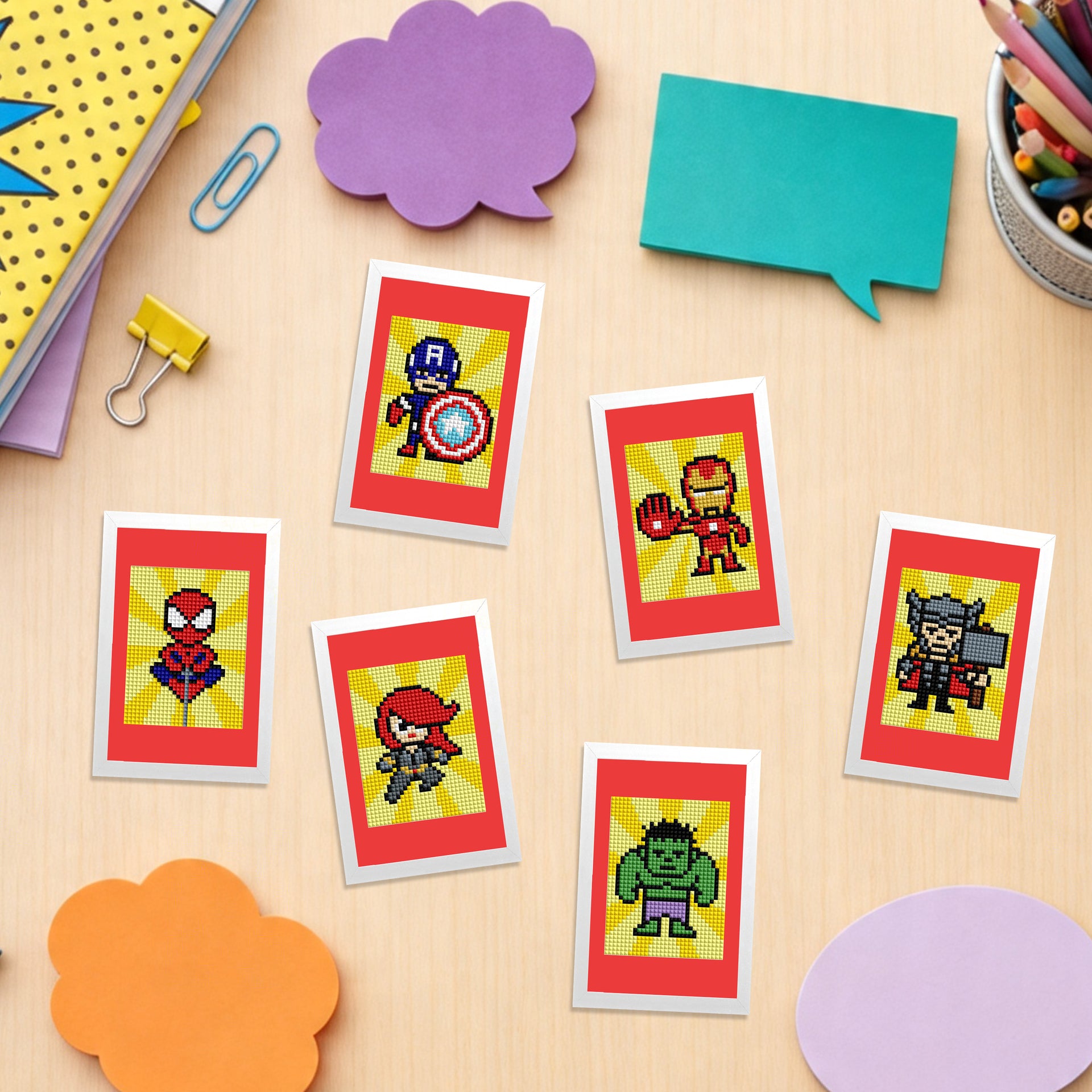 Diamond Painting Marvel - Mini Dazzles™ 4" x 6" (10.2cm x 15.2cm) / Square With 17 Colors Including 3 ABs and 1 Electro Diamond and 1 Frosted Diamond and 12 Fairy Dust Diamonds / 7,200
