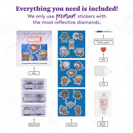 Diamond Painting Marvel Stickers (15 count)