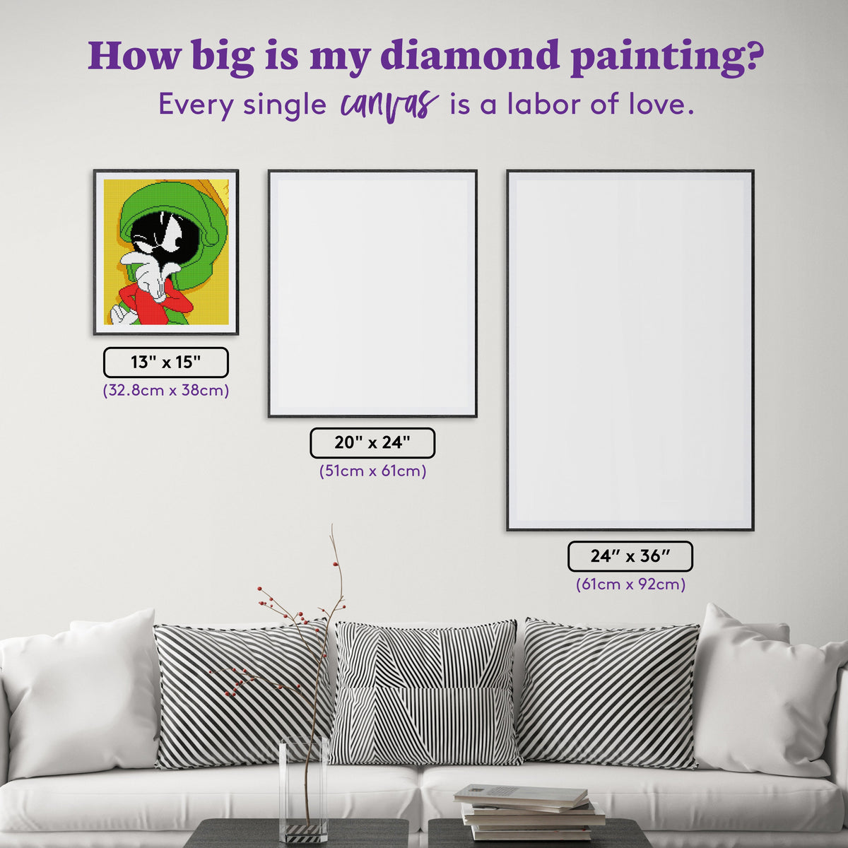 Diamond Painting Marvin the Martian™ 13" x 15" (32.8cm x 38cm) / Round With 11 Colors Including 1 ABs / 15,912