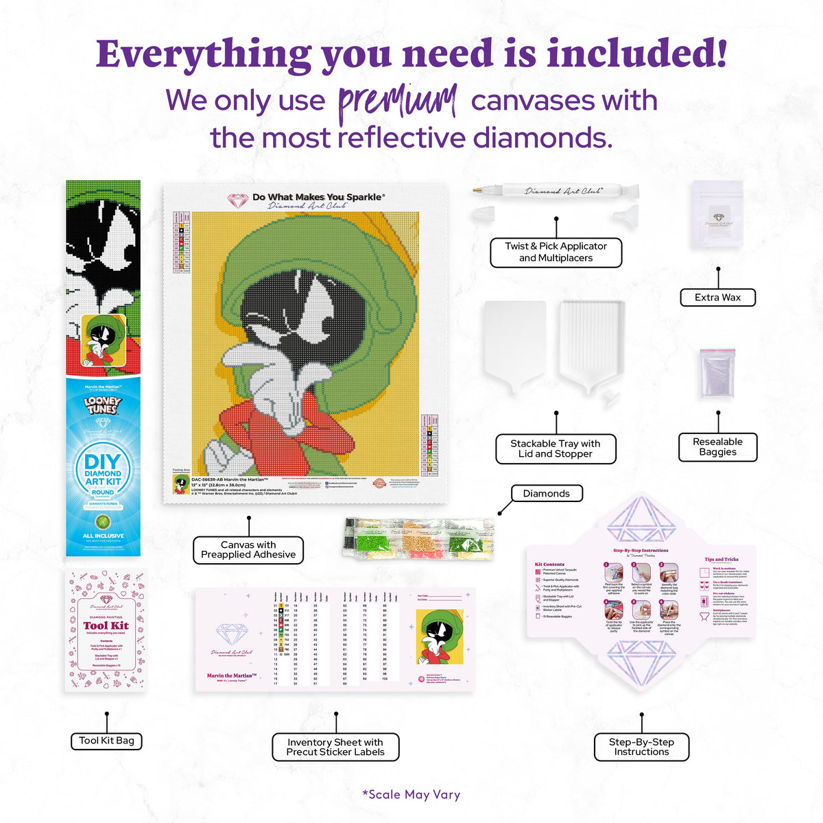 Diamond Painting Marvin the Martian™ 13" x 15" (32.8cm x 38cm) / Round With 11 Colors Including 1 ABs / 15,912