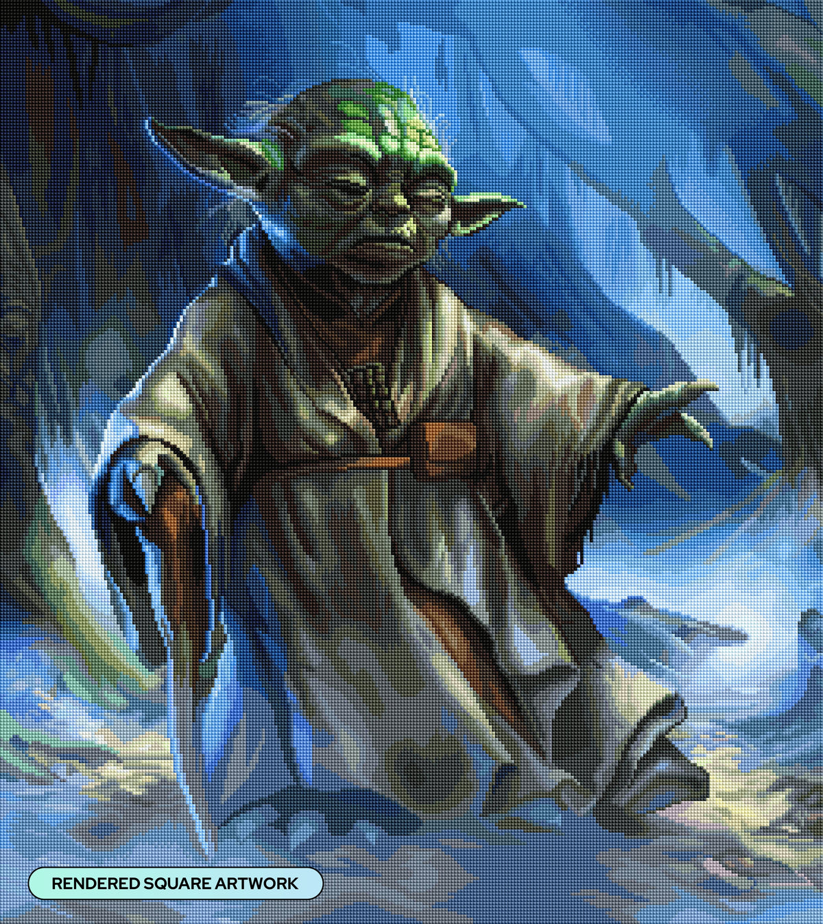 Diamond Painting Master Yoda 25.6" x 28.7" (65cm x 72.9cm) / Square with 84 Colors including 1 AB and 5 Fairy Dust Diamonds / 76,473