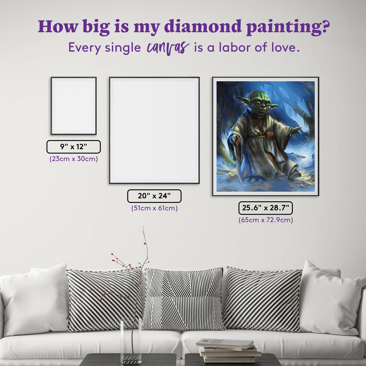 Diamond Painting Master Yoda 25.6" x 28.7" (65cm x 72.9cm) / Square with 84 Colors including 1 AB and 5 Fairy Dust Diamonds / 76,473