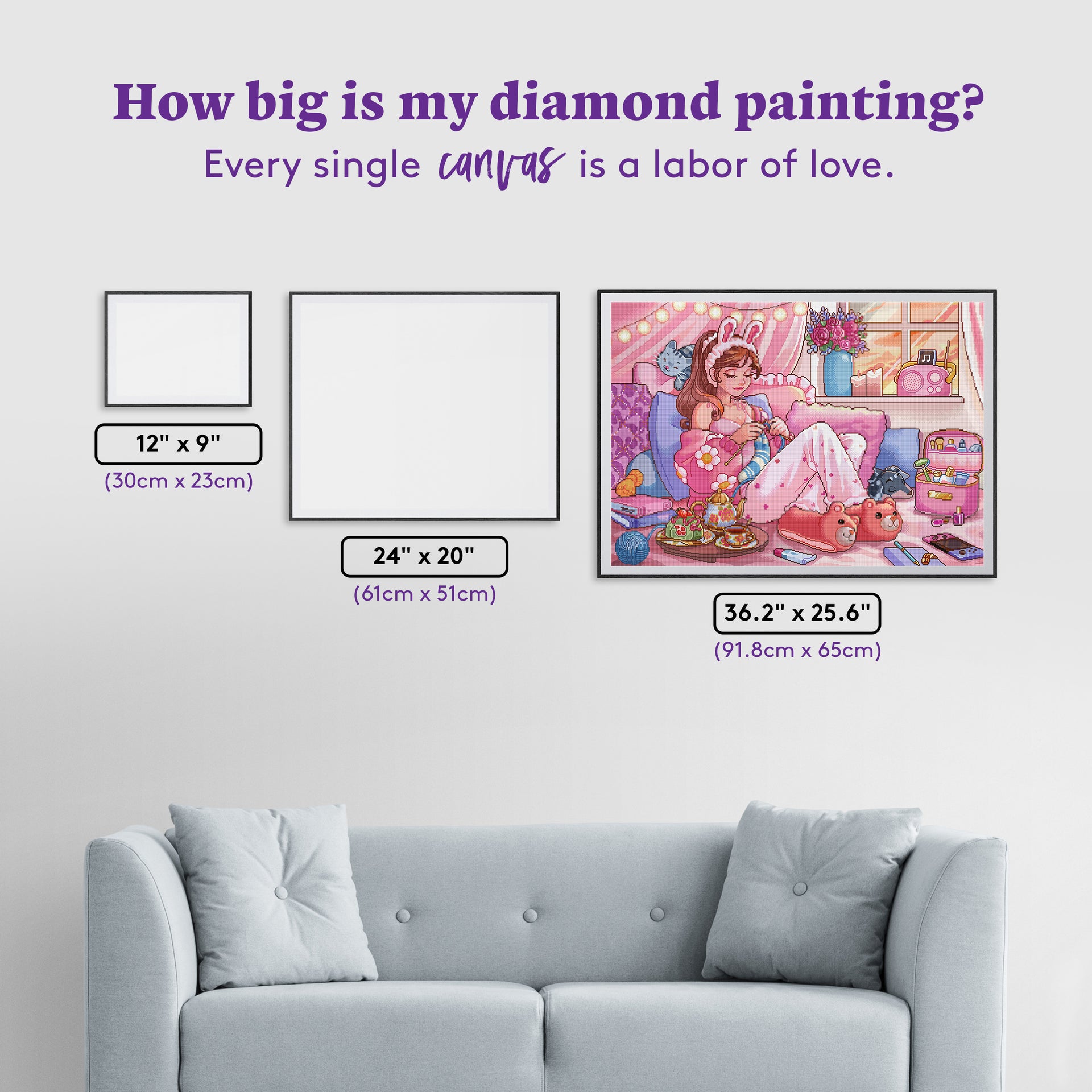 Diamond Painting Me Time 36.2" x 25.6" (91.8cm x 65cm) / Square with 99 Colors including 3 ABs and 1 Electro Diamond and 3 Fairy Dust Diamonds / 96,309