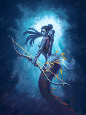 Diamond Painting Mermaid Archer 25.6" x 34.3" (65cm x 87cm) / Square With 52 Colors Including 3 ABs and 2 Fairy Dust Diamo