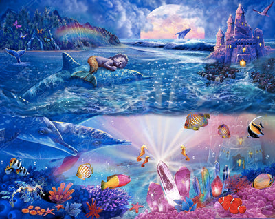 Diamond Painting Mermaid Baby Fantasy 34.7" x 27.6" (88cm x 70cm) / Square with 75 Colors including 5 ABs and 2 Fairy Dust Diamonds / 99,193