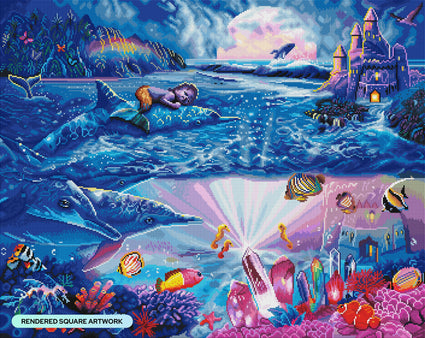 Diamond Painting Mermaid Baby Fantasy 34.7" x 27.6" (88cm x 70cm) / Square with 75 Colors including 5 ABs and 2 Fairy Dust Diamonds / 99,193