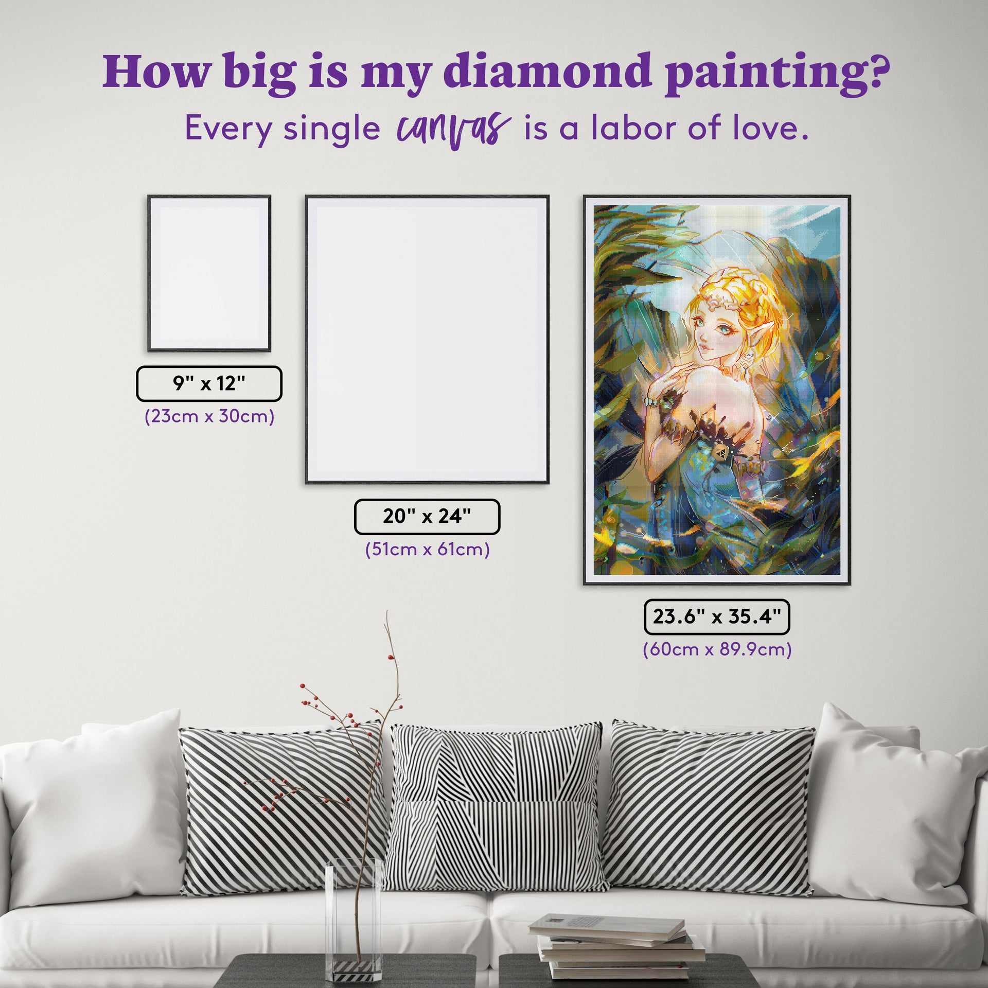 Diamond Painting Mermaid Fairy 23.6" x 35.4" (60cm x 89.9cm) / Square with 89 Colors including 3 ABs and 4 Fairy Dust Diamonds / 87,001