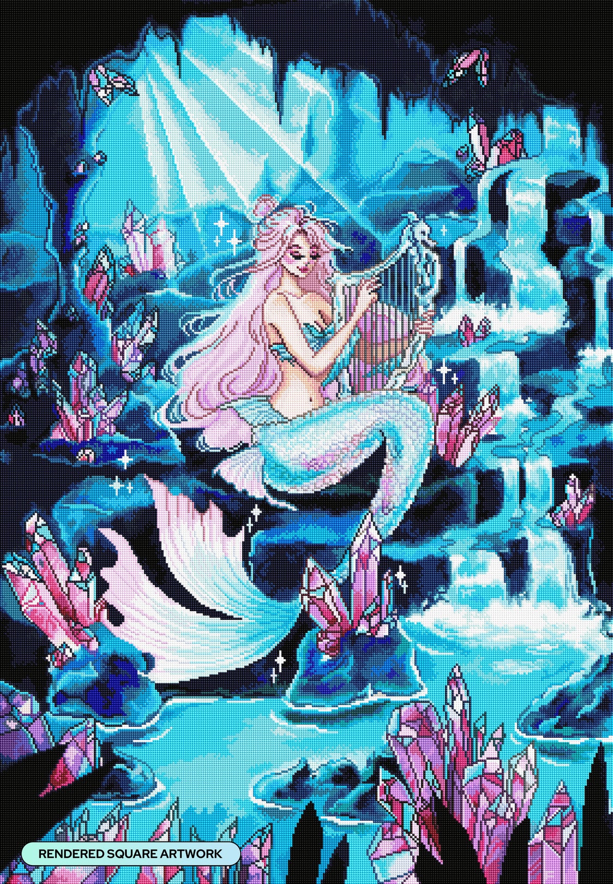 Diamond Painting Mermaid's Hideout 27.6" x 39.8" (69.9cm x 100.8cm) / Square with 64 Colors including 1 AB and 2 Iridescent Diamonds and 3 Fairy Dust Diamonds / 113,805