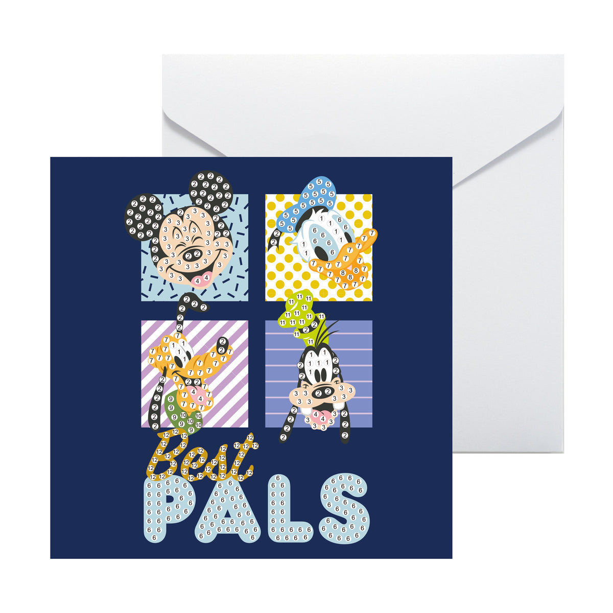 Diamond Painting Mickey and Friends™ DIY Cards (Set of 5) 6.0" x 6.0" (15cm x 15cm) / Round with 26 Colors including 2 ABs and 5 Fairy Dust Diamonds / 3,220
