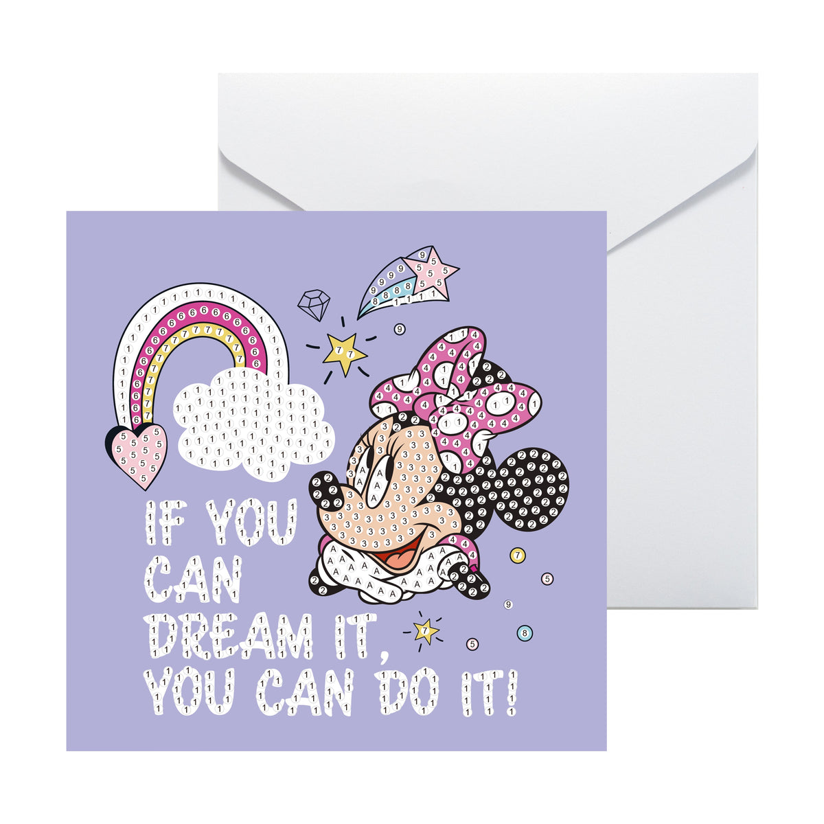 Diamond Painting Mickey and Friends™ DIY Cards (Set of 5) 6.0" x 6.0" (15cm x 15cm) / Round with 26 Colors including 2 ABs and 5 Fairy Dust Diamonds / 3,220