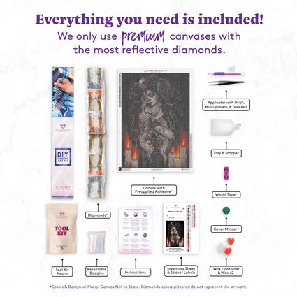 Diamond Painting Mictecacihuatl 25.6" x 35.8" (65cm x 91cm) / Square with 49 Colors including 2 ABs and 2 Fairy Dust Diamonds / 95,265