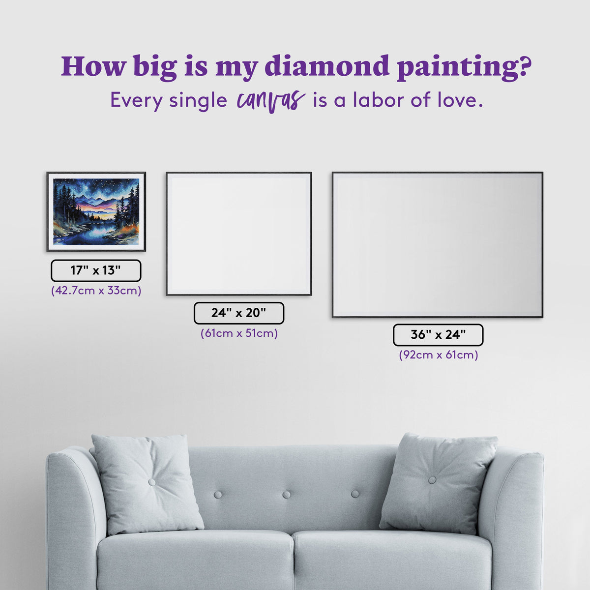 Diamond Painting Midnight Horizon 17" x 13" (42.7cm x 33cm) / Round with 50 Colors including 3 ABs and 1 Fairy Dust Diamond / 18,600