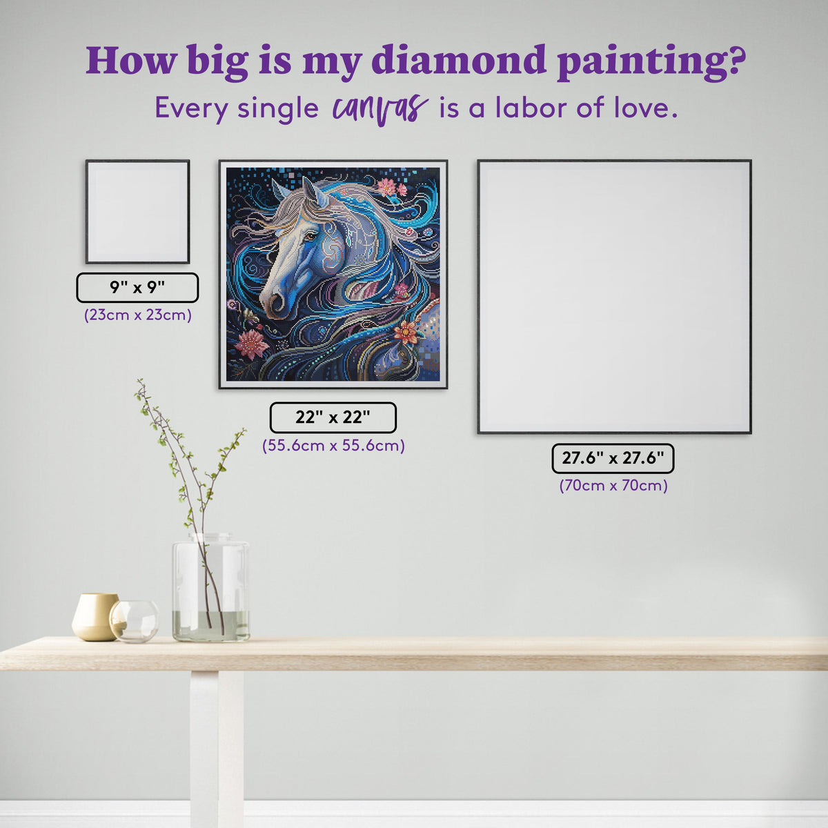 Diamond Painting Midnight Mystery 22" x 22" (55.6cm x 55.6cm) / Round with 67 Colors including 2 ABs and 1 Electro Diamond and 4 Fairy Dust Diamonds / 40,804