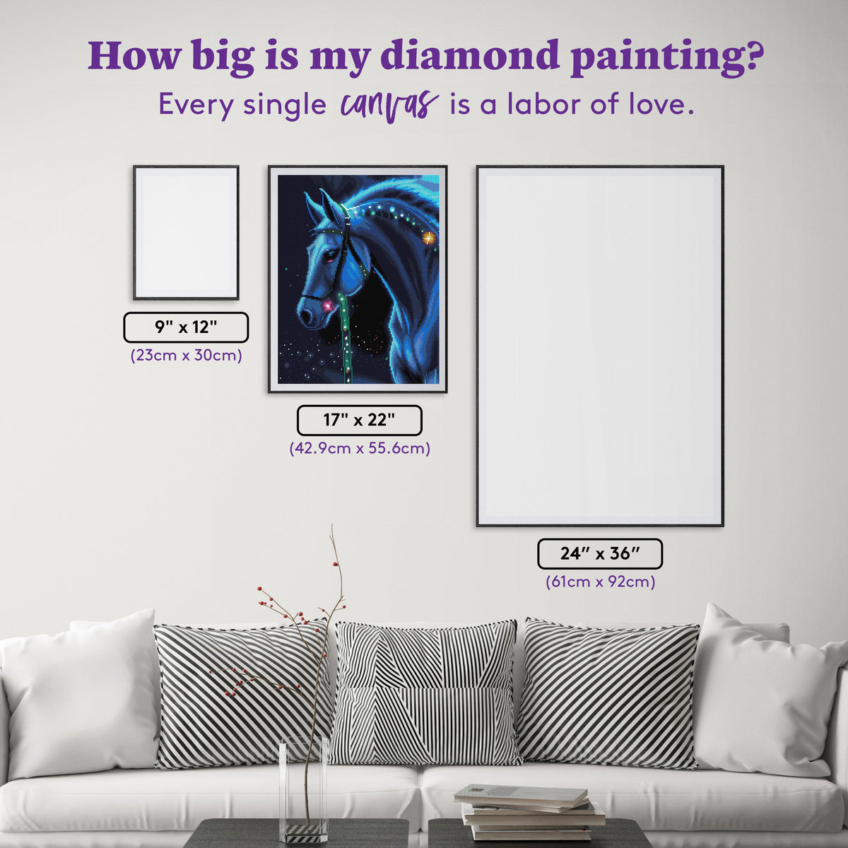 Diamond Painting Midnight Rider 17" x 22" (42.9cm x 55.6cm) / Round with 32 Colors including 2 ABs and 1 Special Diamond and 2 Fairy Dust Diamonds / 31,512