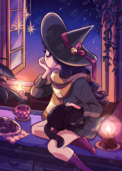 Diamond Painting Midnight Snack 20" x 28" (50.6cm x 70.7cm) / Round with 60 Colors including 2 ABs and 3 Fairy Dust Diamonds / 47,288