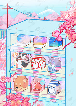 Diamond Painting Milkbox Vending Machine in Fuji 23.6" x 33.1" (60cm x 83.9cm) / Square with 71 Colors including 3 ABs and 4 Fairy Dust Diamonds / 81,217