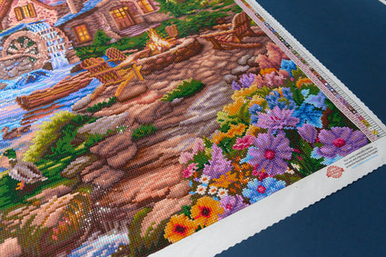 Diamond Painting Mill Pond Sanctuary 38.5" x 27.6" (97.8cm x 69.9cm) / Square with 67 Colors including 5 ABs and 2 Fairy Dust Diamonds / 110,433