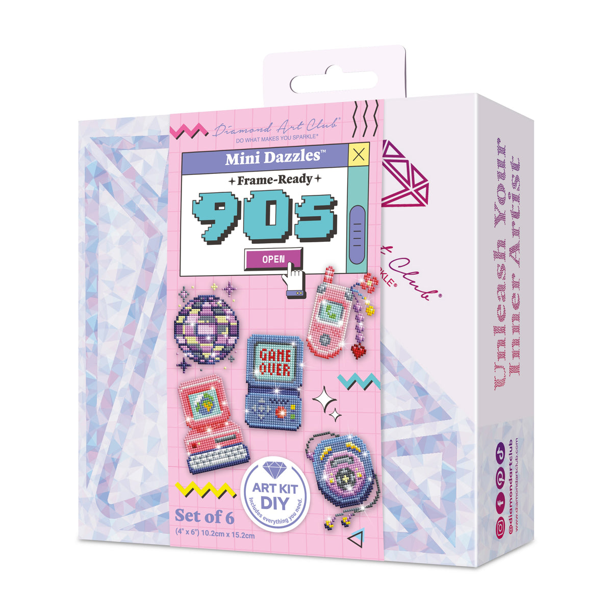 Diamond Painting Mini Dazzles™ - 90s 4" x 6" (10.2cm x 15.2cm) / Square With 25 Colors Including 1 AB and 1 Electro Diamond and 1 Iridescent Diamond and 1 Frosted Diamond and 21 Fairy Dust Diamonds / 4,629
