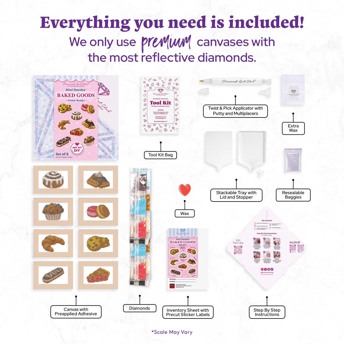 Diamond Painting Mini Dazzles™ - Baked Goods 4" x 6" (10.2cm x 15.2cm) / Square With 30 Colors Including 30 Fairy Dust Diamonds / 5,945