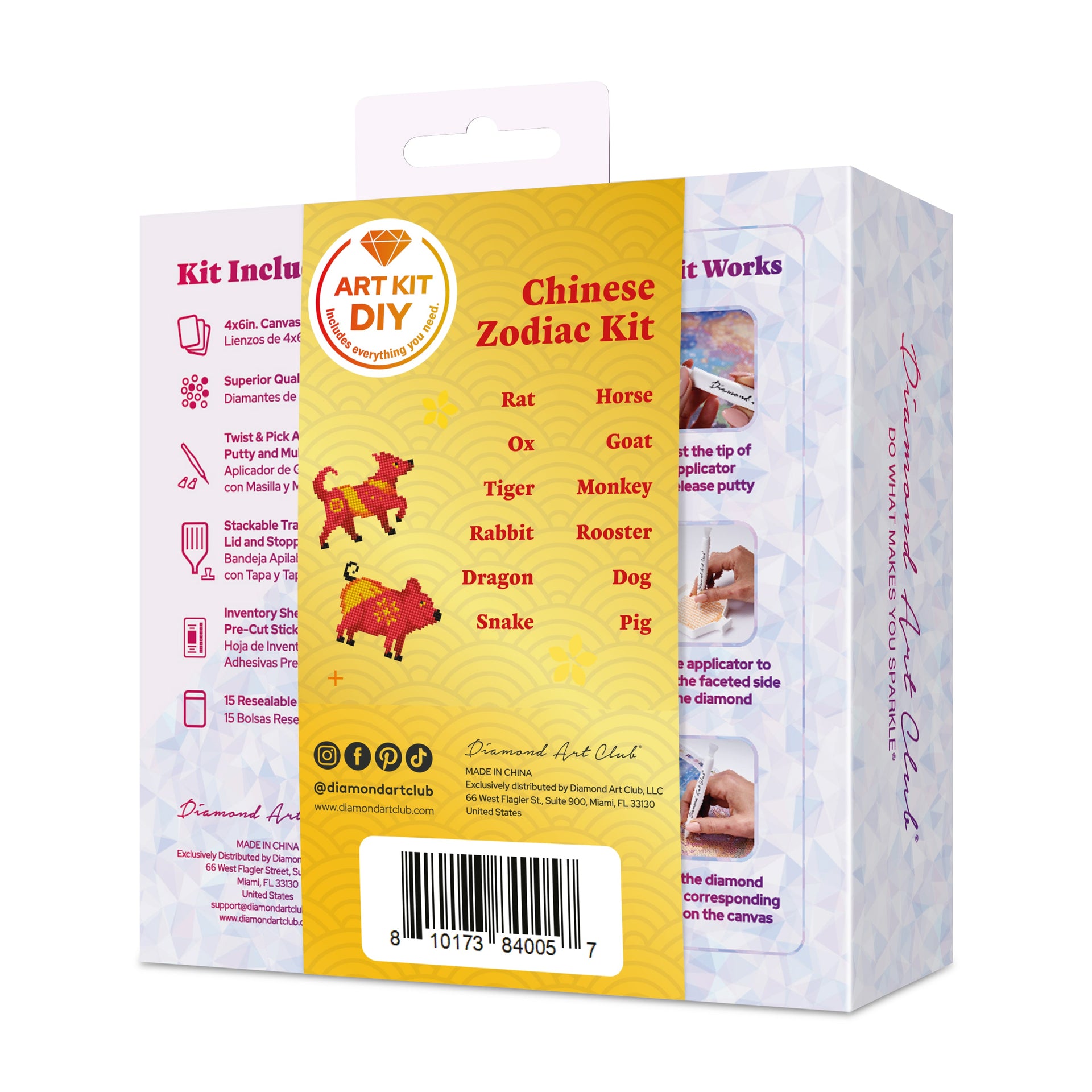 Diamond Painting Mini Dazzles™ - Chinese Zodiac 4" x 6" (10.2cm x 15.2cm) / Square With 8 Colors Including 1 AB and 7 Fairy Dust Diamonds / 7,414
