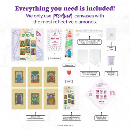 Diamond Painting Mini Dazzles™ - Doors 4" x 6" (10.2cm x 15.2cm) / Square With 35 Colors Including 1 AB and 1 Frosted Diamond and 33 Fairy Dust Diamonds / 7,200