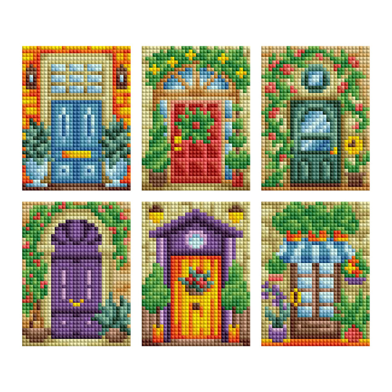 Diamond Painting Mini Dazzles™ - Doors 4" x 6" (10.2cm x 15.2cm) / Square With 35 Colors Including 1 AB and 1 Frosted Diamond and 33 Fairy Dust Diamonds / 7,200