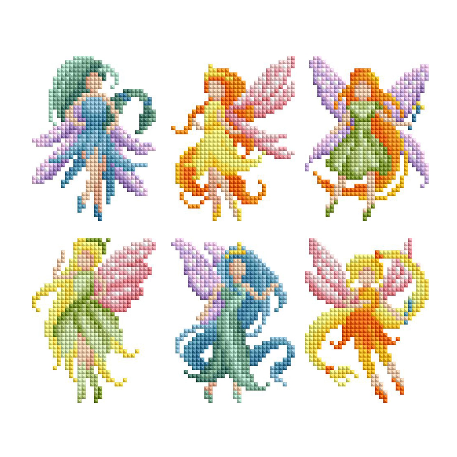 Diamond Painting Mini Dazzles™ - Fairies 4" x 6" (10.2cm x 15.2cm) / Square With 23 Colors Including 2 ABs and 1 Frosted Diamond and 20 Fairy Dust Diamonds / 3,787