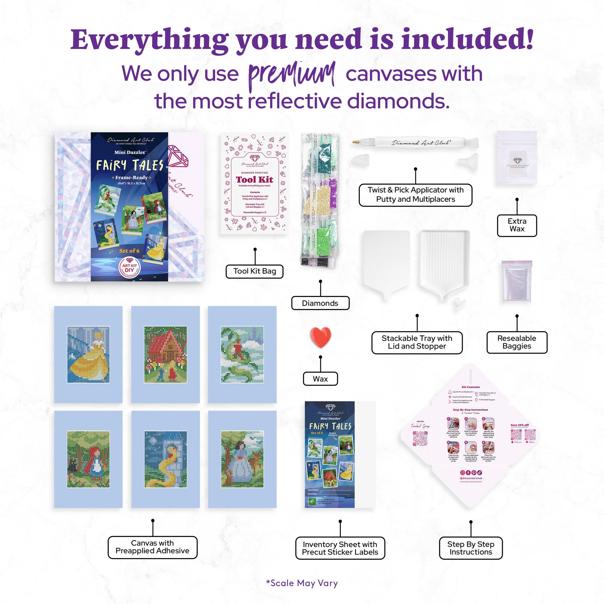 Diamond Painting Mini Dazzles™ - Fairy Tales 4" x 6" (10.2cm x 15.2cm) / Square With 27 Colors Including 1 AB and 26 Fairy Dust Diamonds / 7,200