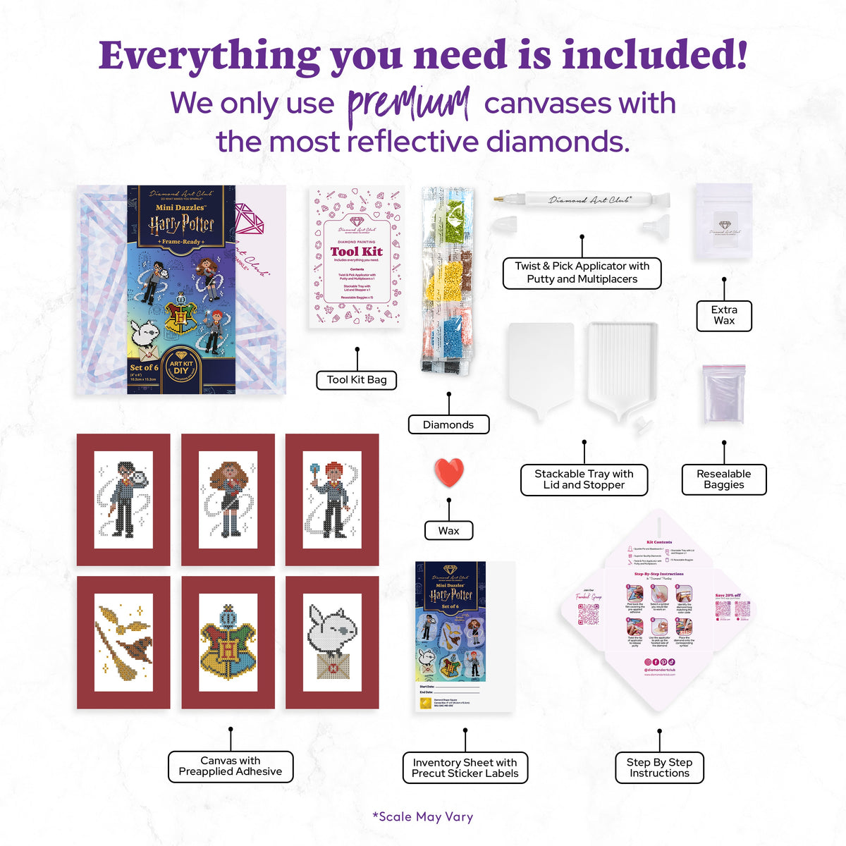 Diamond Painting Mini Dazzles™ - Harry Potter 4" x 6" (10.2cm x 15.2cm) / Square With 18 Colors Including 1 AB and 1 Iridescent Diamond and 1 Frosted Diamond and 15 Fairy Dust Diamonds / 3,244