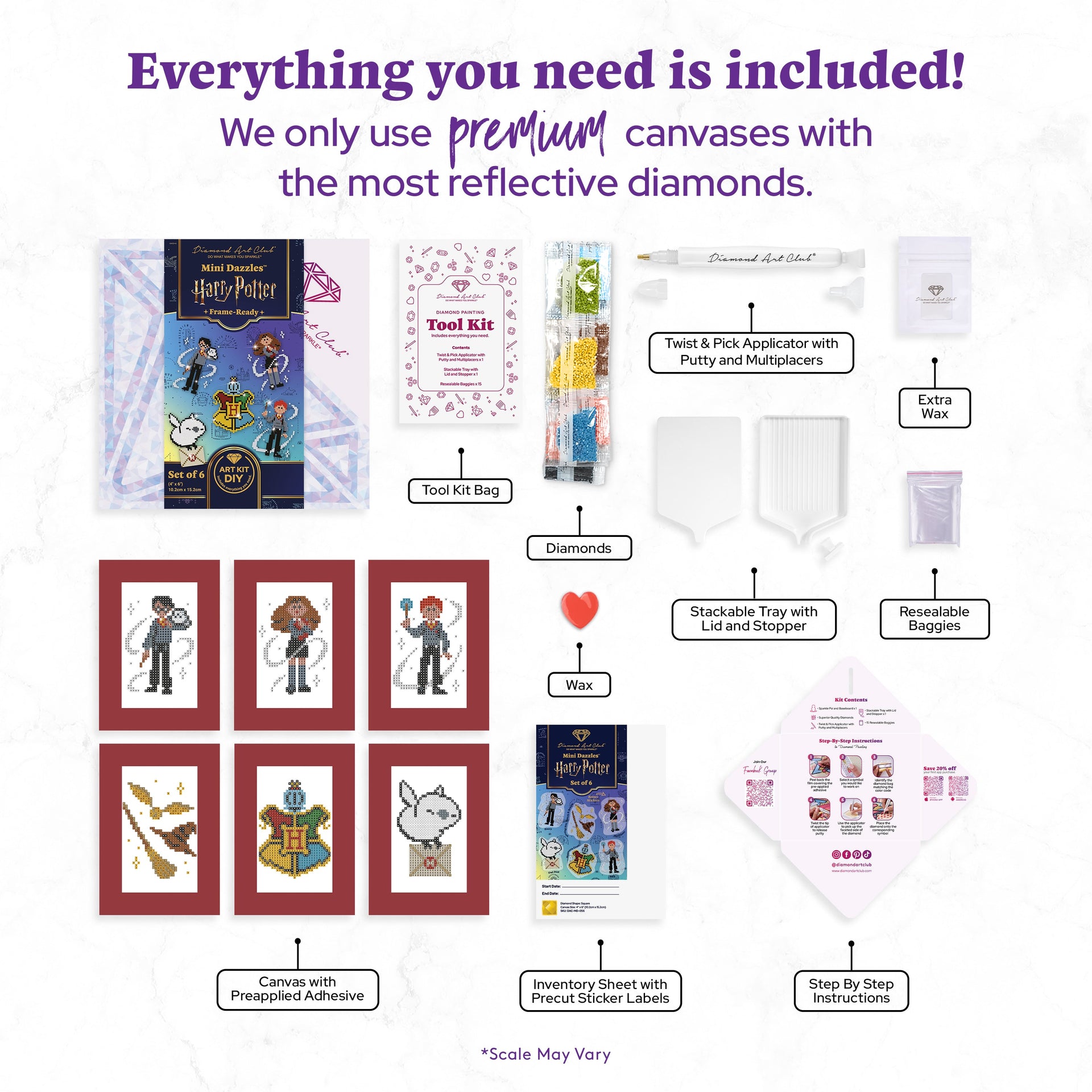 Diamond Painting Mini Dazzles™ - Harry Potter 4" x 6" (10.2cm x 15.2cm) / Square With 18 Colors Including 1 AB and 1 Iridescent Diamond and 1 Frosted Diamond and 15 Fairy Dust Diamonds / 3,244
