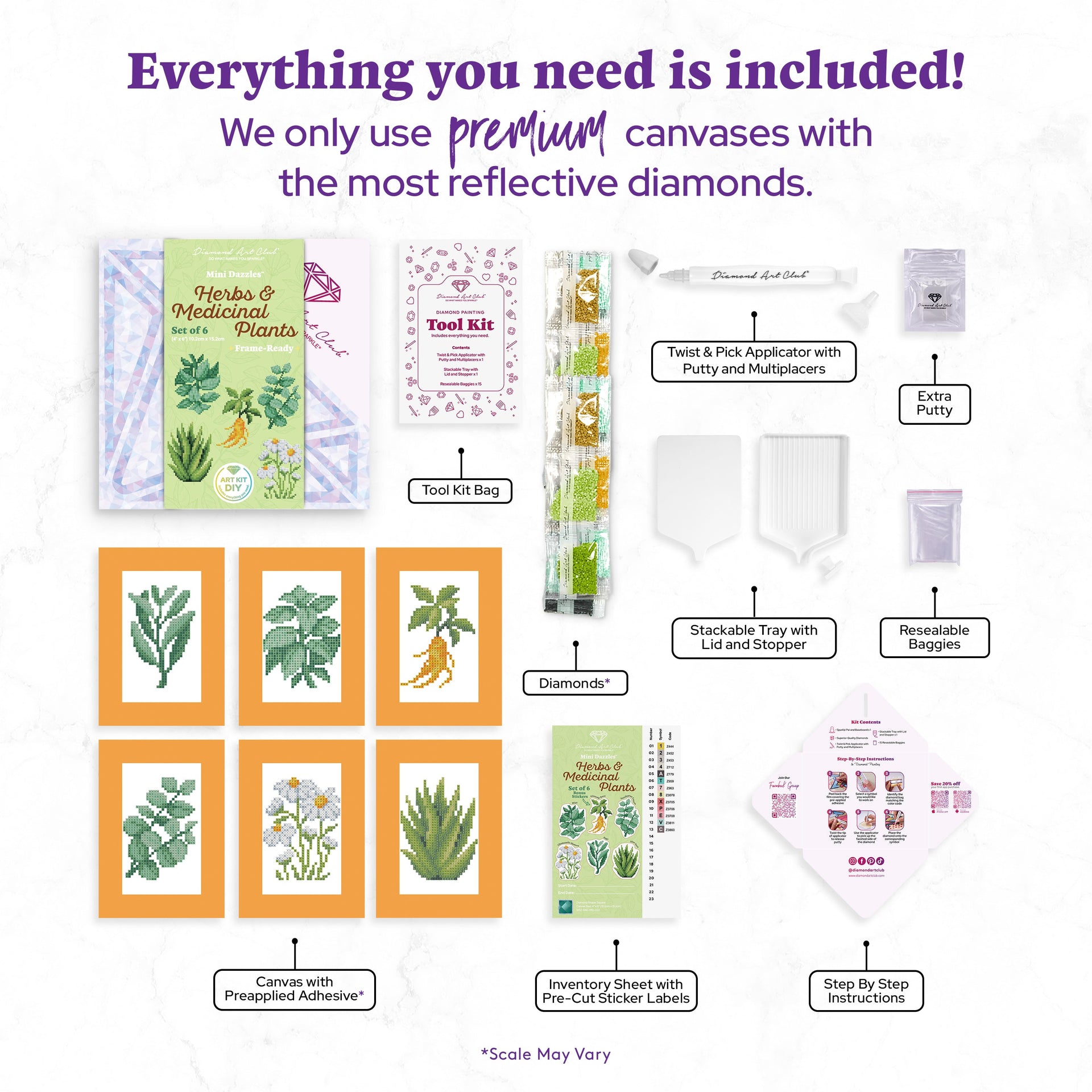 Diamond Painting Mini Dazzles™ - Herbs & Medicinal Plants 4" x 6" (10.2cm x 15.2cm) / Square With 15 Colors Including 15 Fairy Dust Diamonds / 3,670