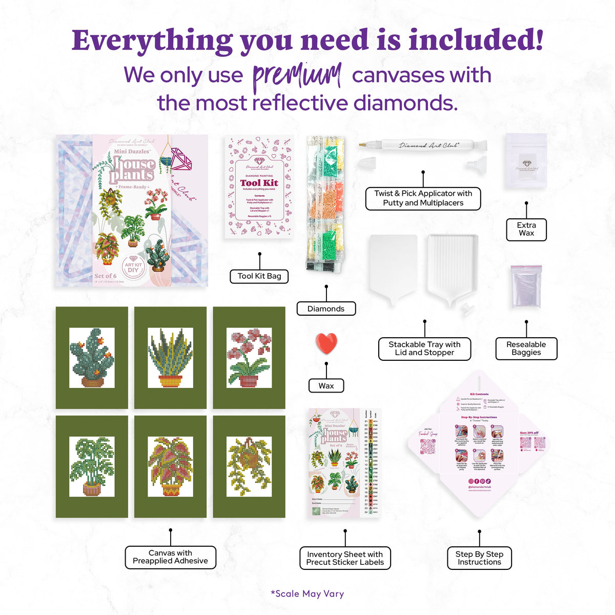 Diamond Painting Mini Dazzles™ - House Plants 4" x 6" (10.2cm x 15.2cm) / Square With 24 Colors Including 1 AB and 23 Fairy Dust Diamonds / 4,002