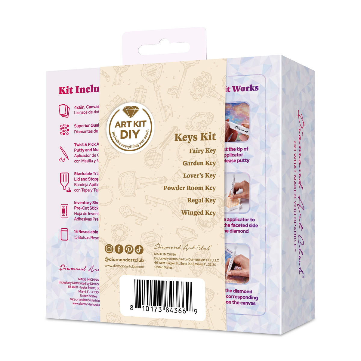 Diamond Painting Mini Dazzles™ - Keys 4" x 6" (10.2cm x 15.2cm) / Square With 21 Colors Including 2 ABs and 2 Electro Diamond and 17 Fairy Dust Diamonds / 2,641