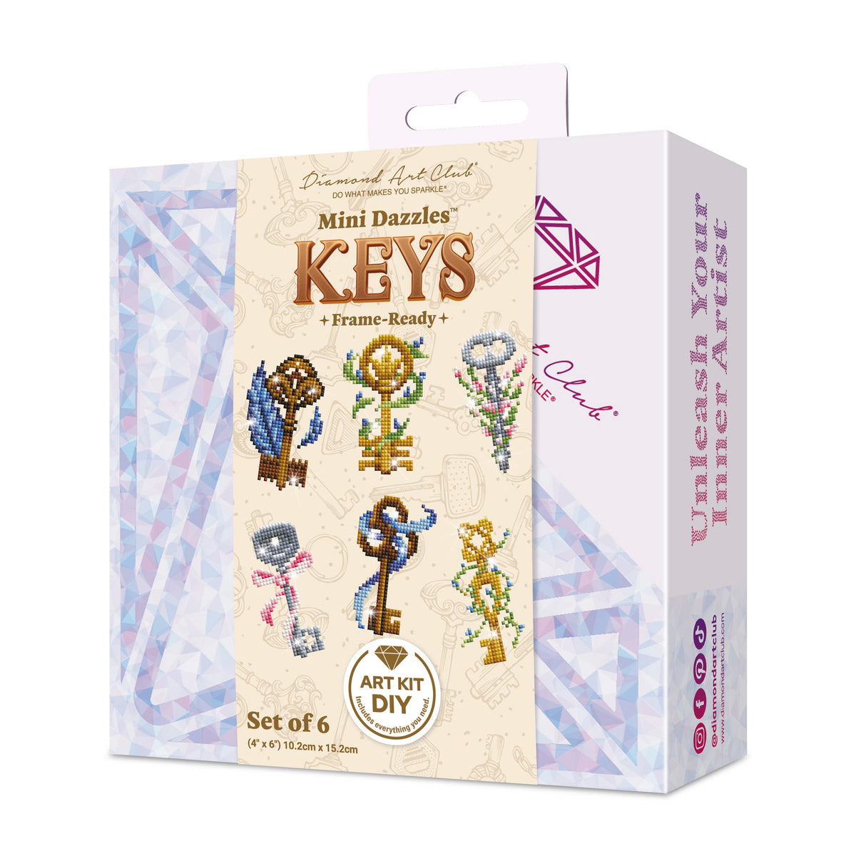 Diamond Painting Mini Dazzles™ - Keys 4" x 6" (10.2cm x 15.2cm) / Square With 21 Colors Including 2 ABs and 2 Electro Diamond and 17 Fairy Dust Diamonds / 2,641
