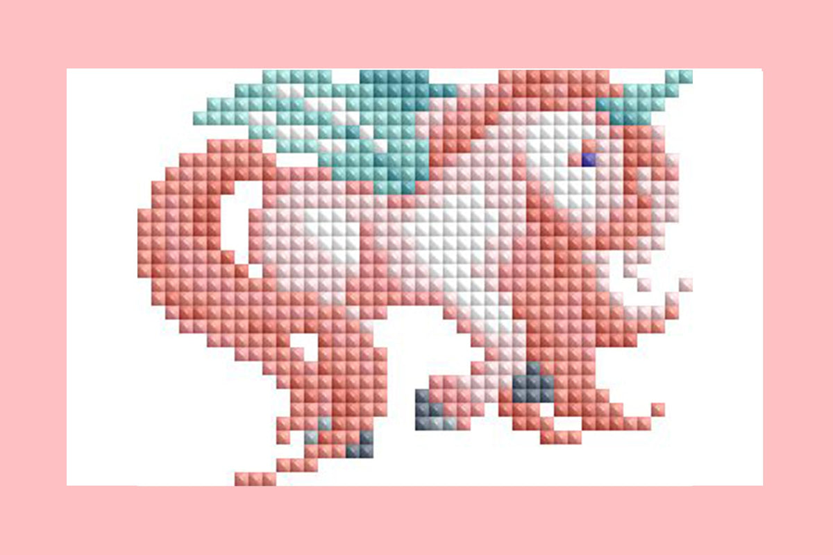 Diamond Painting Mini Dazzles™ - Magical Ponies 4" x 6" (10.2cm x 15.2cm) / Square With 18 Colors Including 2 ABs and 16 Fairy Dust Diamonds / 4,079