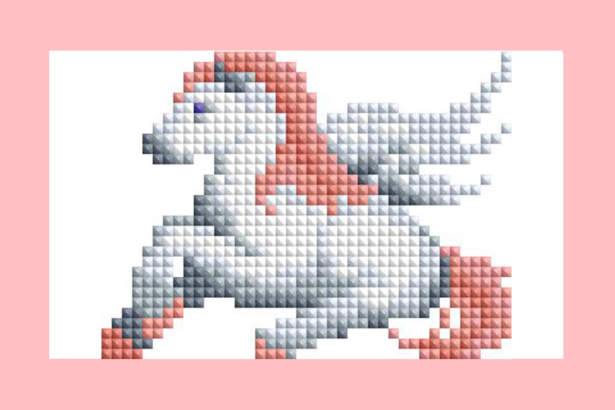 Diamond Painting Mini Dazzles™ - Magical Ponies 4" x 6" (10.2cm x 15.2cm) / Square With 18 Colors Including 2 ABs and 16 Fairy Dust Diamonds / 4,079